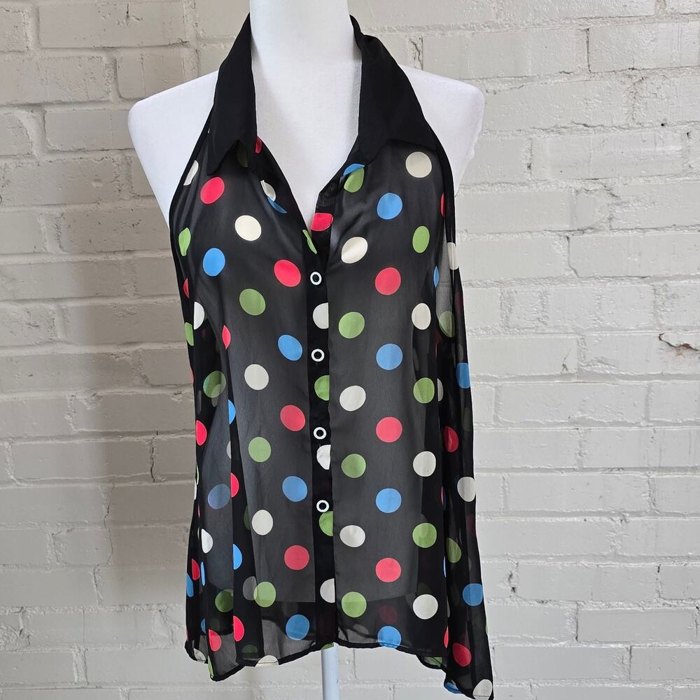 Sheer Multi-Color Polka Dot Racerback Top ┃ Retro Aesthetic Modern Workwear